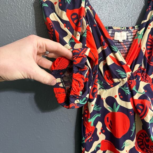 MELLODAY Puff Sleeve Poplin Faux Wrap Dress Size M - Picture 5 of 8